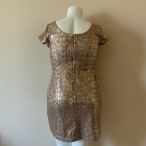 NWT WHBM Gold Sequin Dress, Sz Medium - Picture 5 of 7